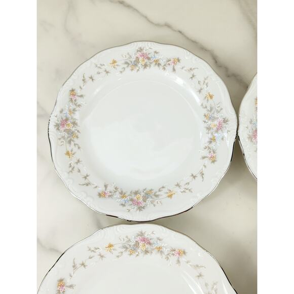 Johann Haviland Floral Splendor Bread Plate 6 1/4" Silver Trim 80s Germany x4 - Picture 2 of 15